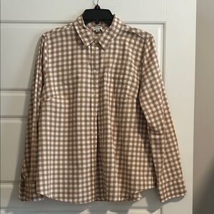 J. Crew Tan and White Checkered Men's Shirt